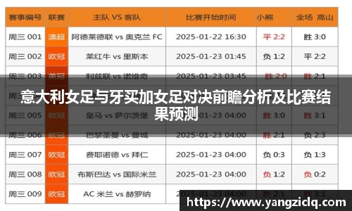 意大利女足与牙买加女足对决前瞻分析及比赛结果预测